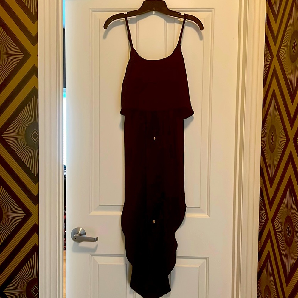 Black strap beach dress with gold detail